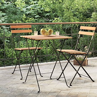 vidaXL Hopfällbart cafébord 55x54x71 cm massiv teak och stål
