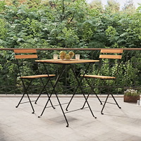 vidaXL Hopfällbara caféstolar 2 st massiv teak och stål