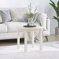 vidaXL Soffbord vit Ø 55x45 cm massiv furu