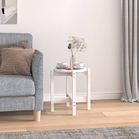 vidaXL Soffbord vit Ø 42,5x45 cm massiv furu