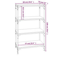 vidaXL Bokhylla rökfärgad ek 60x33x100 cm konstruerat trä och stål