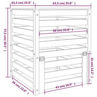 vidaXL Kompostlåda 63,5x63,5x77,5 cm massiv furu