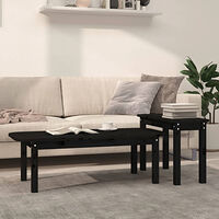 vidaXL Satsbord 2 st svart massiv furu