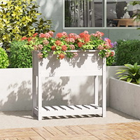 vidaXL Odlingslåda med hylla vit 82,5x34,5x81 cm massiv furu
