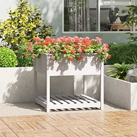 vidaXL Odlingslåda med hylla vit 82,5x82,5x81 cm massiv furu