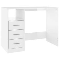vidaXL Skrivbord med lådor vit högglans 102x50x76 cm konstruerat trä