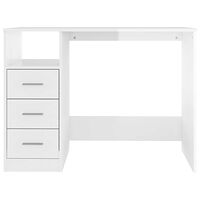 vidaXL Skrivbord med lådor vit högglans 102x50x76 cm konstruerat trä