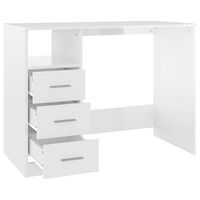 vidaXL Skrivbord med lådor vit högglans 102x50x76 cm konstruerat trä