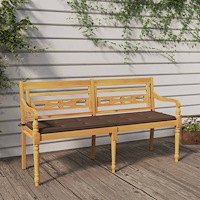 vidaXL Bataviabänk med taupe dyna 150 cm massiv teak