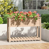 vidaXL Odlingslåda med hylla 111,5x34,5x81 cm massiv furu