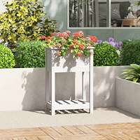 vidaXL Odlingslåda med hylla vit 54x34,5x81 cm massiv furu
