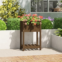 vidaXL Odlingslåda med hylla honungsbrun 54x34,5x81 cm massiv furu