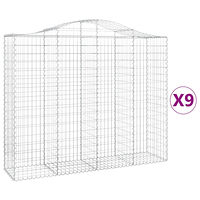 vidaXL Gabioner bågformade 9 st 200x50x160/180 cm galvaniserat järn
