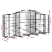 vidaXL Gabioner bågformade 40 st 200x30x80/100 cm galvaniserat järn