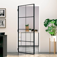 vidaXL Innerdörr 93x201,5 cm härdat glas och aluminium slim