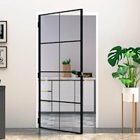 vidaXL Innerdörr 102x201,5 cm härdat glas och aluminium slim