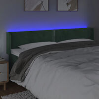 vidaXL Sänggavel LED mörkgrön 203x16x78/88 cm sammet