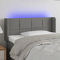 vidaXL Sänggavel LED mörkgrå 93x16x78/88 cm tyg