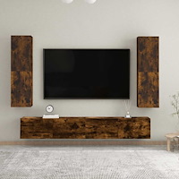 vidaXL Väggmonterad tv-bänk rökfärgad ek 30,5x30x110 cm