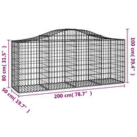 vidaXL Gabioner bågformade 12 st 200x50x80/100 cm galvaniserat järn