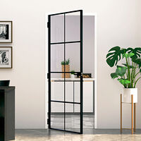 vidaXL Innerdörr 83x201,5 cm härdat glas och aluminium slim