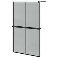 vidaXL Duschvägg med hylla svart 118x190 cm ESG-glas&aluminium