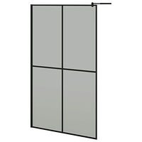 vidaXL Duschvägg med hylla svart 118x190 cm ESG-glas&aluminium