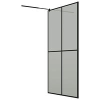 vidaXL Duschvägg med hylla svart 118x190 cm ESG-glas&aluminium