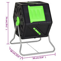 vidaXL Roterande kompost 60x58x74 cm 105 L polypropen