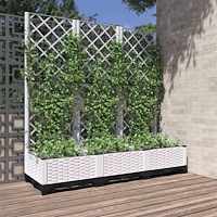 vidaXL Trädgårdskruka med spaljé vit 120x40x121,5 cm PP