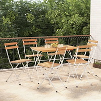 vidaXL Hopfällbara caféstolar 6 st massiv teak och stål