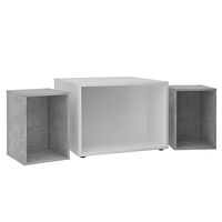 FMD FMD Soffbord med 2 sidobord 67,5x67,5x50 cm vit och betong
