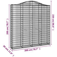 vidaXL Gabioner bågformade 2 st 200x30x200/220 cm galvaniserat järn