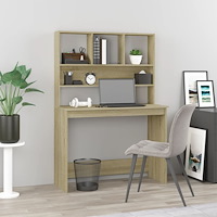 vidaXL Skrivbord med hyllor sonoma-ek 102x45x148 cm konstruerat trä