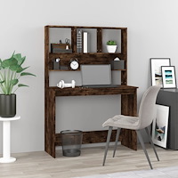 vidaXL Skrivbord med hyllor rökfärgad ek 102x45x148 cm konstruerat trä