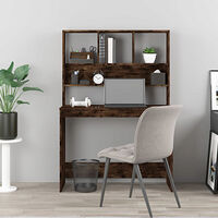vidaXL Skrivbord med hyllor rökfärgad ek 102x45x148 cm konstruerat trä