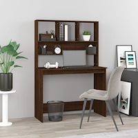 vidaXL Skrivbord med hyllor brun ek 102x45x148 cm konstruerat trä