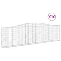 vidaXL Gabioner bågformade 10 st 400x30x100/120 cm galvaniserat järn