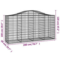 vidaXL Gabioner bågformade 2 st 200x50x100/120 cm galvaniserat järn