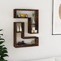 vidaXL Vägghyllor 2 st rökfärgad ek 50x15x50 cm konstruerat trä