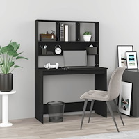 vidaXL Skrivbord med hyllor svart 102x45x148 cm konstruerat trä