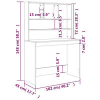 vidaXL Skrivbord med hyllor svart 102x45x148 cm konstruerat trä