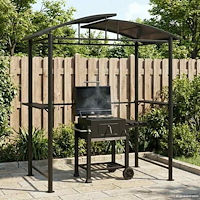 vidaXL Tak för grill med sidohyllor antracit 210x114x230 cm stål