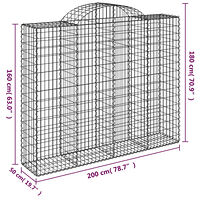 vidaXL Gabion bågformad 200x50x160/180 cm galvaniserat järn