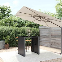 vidaXL Barbord med glasskiva svart 105x80x110 cm konstrotting