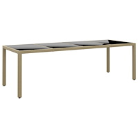 vidaXL Trädgårdsbord med glasskiva beige konstrotting