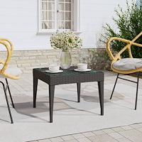 vidaXL Sidobord svart 50x50x38 cm konstrotting och härdat glas