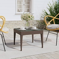 vidaXL Sidobord brunt 50x50x38 cm konstrotting och härdat glas