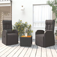 vidaXL Loungegrupp för trädgården 3 delar svart konstrotting&akacia