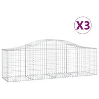 vidaXL Gabioner bågformade 3 st 200x50x60/80 cm galvaniserat järn
